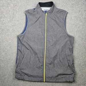Robert Graham Vest Mens Large Gray Blue Full Zip Golf Athletic Performance